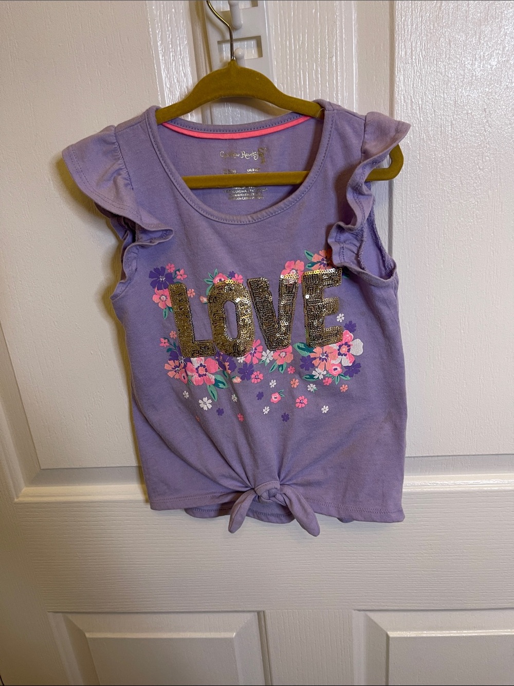 Cynthia Rowley Lavender Tank with Gold Sequin LOVE & Floral Print